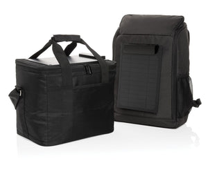 Borsa frigo deluxe Pedro AWARE™ RPET con pannello solare 5W nero - personalizzabile con logo