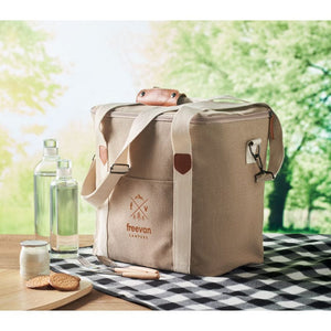 Borsa frigo grande in tela beige - personalizzabile con logo