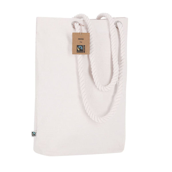 Borsa Hexa Fairtrade beige - personalizzabile con logo