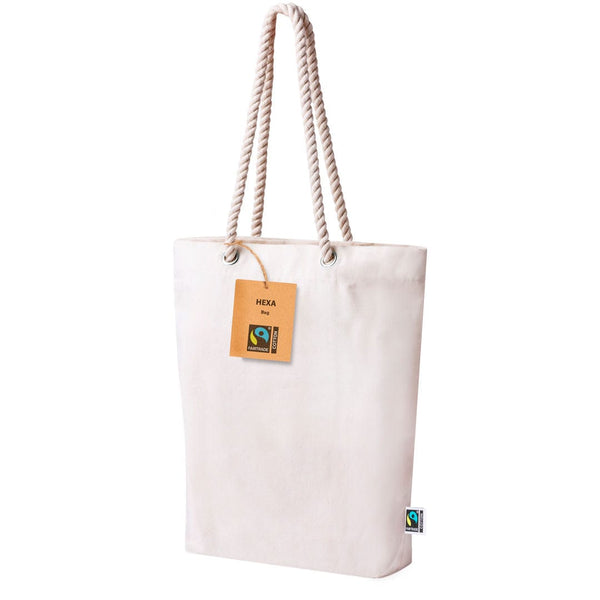 Borsa Hexa Fairtrade beige - personalizzabile con logo