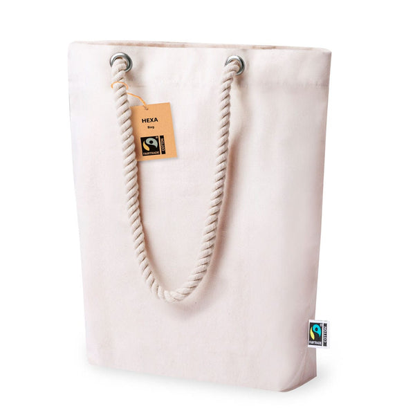 Borsa Hexa Fairtrade beige - personalizzabile con logo