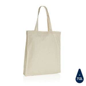 Borsa Impact AWARE™ in cotone riciclato 145 g con soffietto bianco - personalizzabile con logo