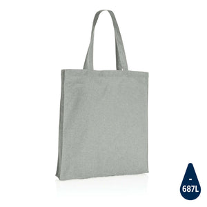 Borsa Impact AWARE™ in cotone riciclato 145 g con soffietto grigio - personalizzabile con logo