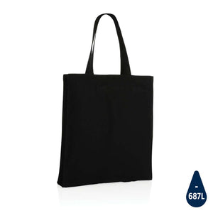 Borsa Impact AWARE™ in cotone riciclato 145 g con soffietto nero - personalizzabile con logo