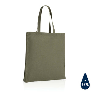 Borsa Impact AWARE™ in cotone riciclato 145 g con soffietto verde - personalizzabile con logo