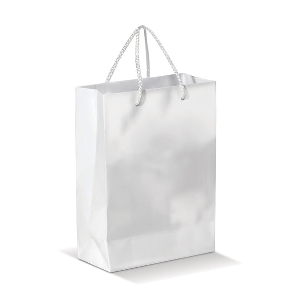Borsa in carta Piccola Bianco - personalizzabile con logo