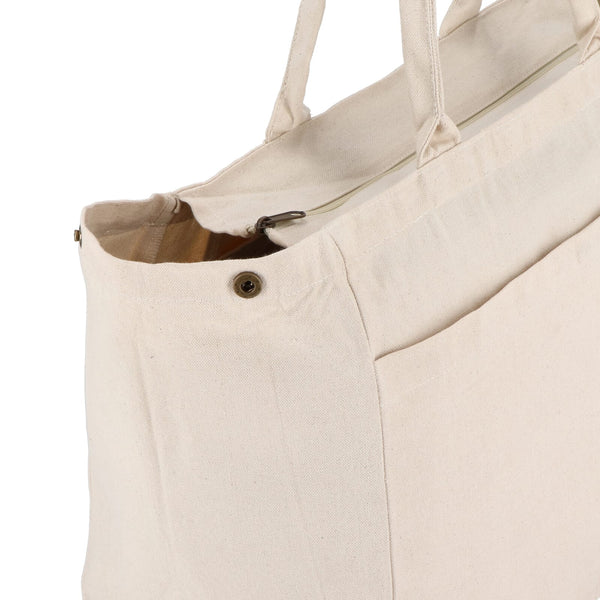 Borsa in cotone con cerniera OEKO-TEX® 39 x 24 x 34 cm 320g/m² beige - personalizzabile con logo