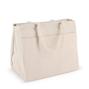 Borsa in cotone con cerniera OEKO-TEX® 39 x 24 x 34 cm 320g/m² beige - personalizzabile con logo