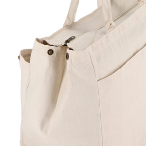 Borsa in cotone con cerniera OEKO-TEX® 39 x 24 x 34 cm 320g/m² beige - personalizzabile con logo