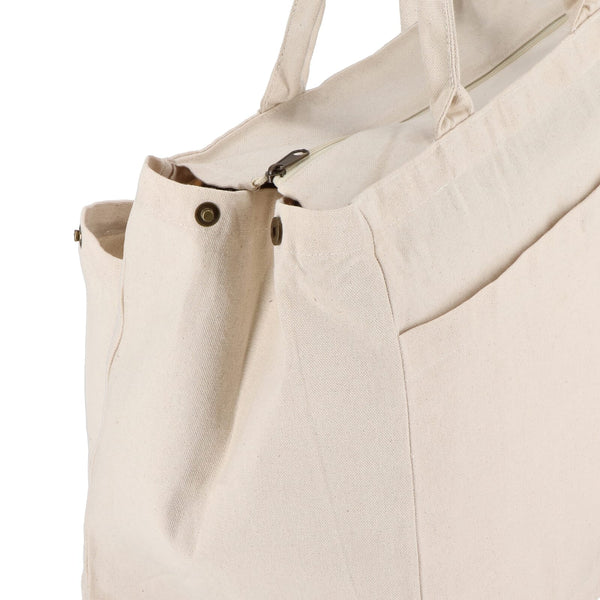 Borsa in cotone con cerniera OEKO-TEX® 39 x 24 x 34 cm 320g/m² beige - personalizzabile con logo