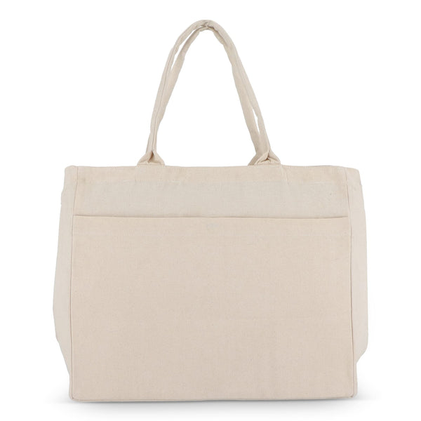 Borsa in cotone con cerniera OEKO-TEX® 39 x 24 x 34 cm 320g/m² beige - personalizzabile con logo