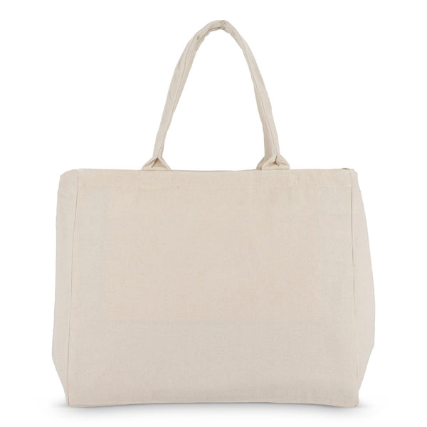 Borsa in cotone con cerniera OEKO-TEX® 39 x 24 x 34 cm 320g/m² beige - personalizzabile con logo