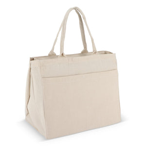 Borsa in cotone con cerniera OEKO-TEX® 39 x 24 x 34 cm 320g/m² beige - personalizzabile con logo