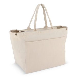 Borsa in cotone con cerniera OEKO-TEX® 39 x 24 x 34 cm 320g/m² beige - personalizzabile con logo