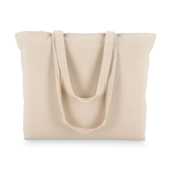 Borsa in cotone con cerniera OEKO-TEX® 47 x 11 x 35 cm 320g/m² beige - personalizzabile con logo