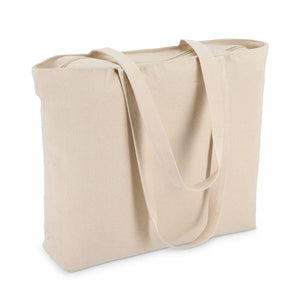 Borsa in cotone con cerniera OEKO-TEX® 47 x 11 x 35 cm 320g/m² beige - personalizzabile con logo