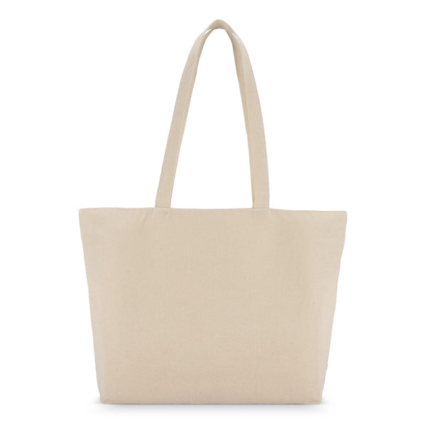 Borsa in cotone con cerniera OEKO-TEX® 47 x 11 x 35 cm 320g/m² beige - personalizzabile con logo