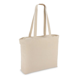 Borsa in cotone con cerniera OEKO-TEX® 47 x 11 x 35 cm 320g/m² beige - personalizzabile con logo