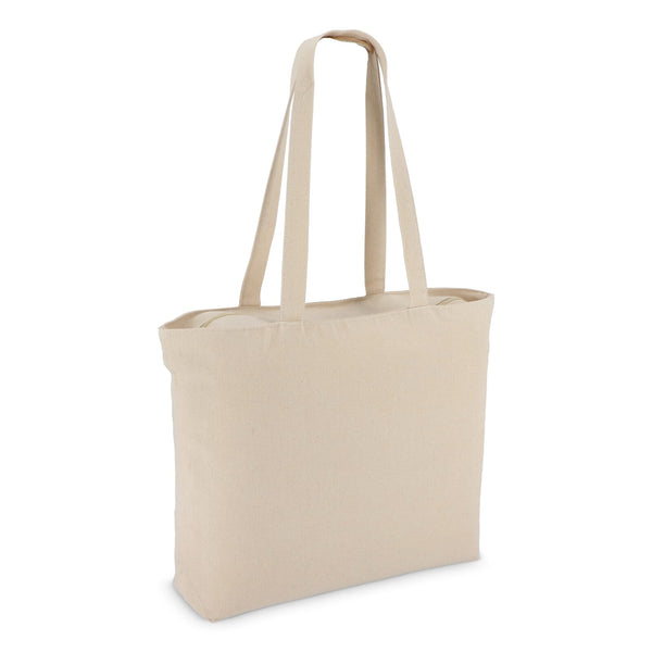 Borsa in cotone con cerniera OEKO-TEX® 47 x 11 x 35 cm 320g/m² beige - personalizzabile con logo