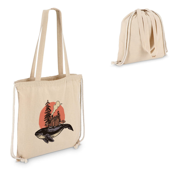 Borsa in cotone con coulisse OEKO-TEX® 38 x 42 cm 140g/m² beige - personalizzabile con logo