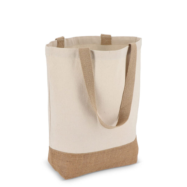 Borsa in cotone e iuta OEKO-TEX® 41 x 13 x 41 cm 320g/m² beige - personalizzabile con logo