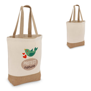 Borsa in cotone e iuta OEKO-TEX® 41 x 13 x 41 cm 320g/m² beige - personalizzabile con logo