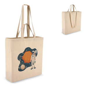 Borsa in cotone OEKO-TEX® 38 x 10 x 42 cm 140g/m² beige - personalizzabile con logo