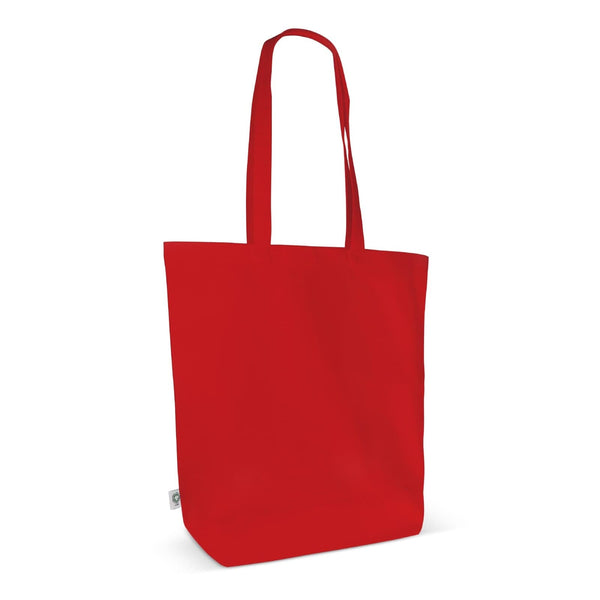 Borsa in cotone organico colore lungo 270g/m² 42x12x43 cm Rosso - personalizzabile con logo