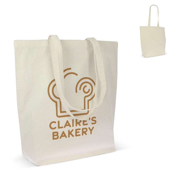Borsa in cotone organico naturale lunga 270g/m² 42x12x43 cm beige - personalizzabile con logo