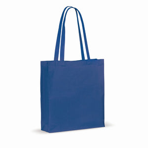 Borsa in cotone riciclato con soffietto 140g/m² 38x10x42cm Blu - personalizzabile con logo