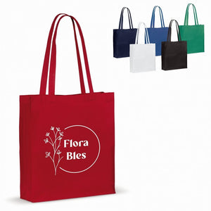 Borsa in cotone riciclato con soffietto 140g/m² 38x10x42cm - personalizzabile con logo