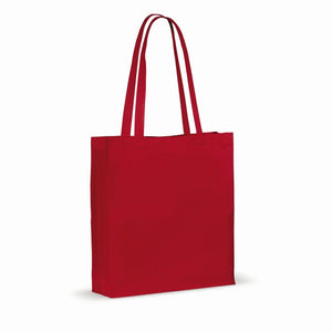 Borsa in cotone riciclato con soffietto 140g/m² 38x10x42cm Rosso - personalizzabile con logo