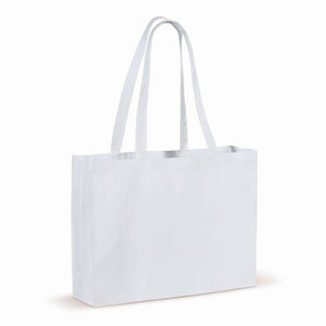 Borsa in cotone riciclato con soffietto 140g/m² 49x14x37cm Bianco - personalizzabile con logo