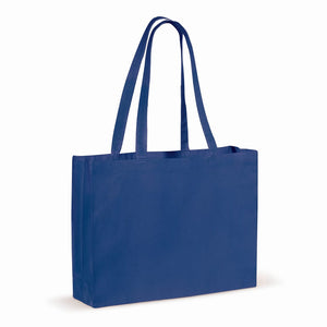 Borsa in cotone riciclato con soffietto 140g/m² 49x14x37cm Blu - personalizzabile con logo