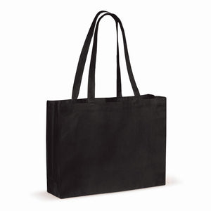 Borsa in cotone riciclato con soffietto 140g/m² 49x14x37cm Nero - personalizzabile con logo