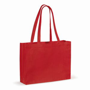 Borsa in cotone riciclato con soffietto 140g/m² 49x14x37cm Rosso - personalizzabile con logo