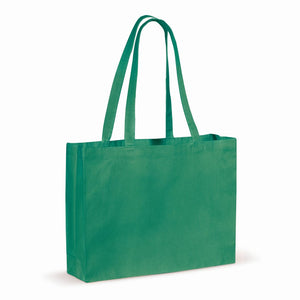 Borsa in cotone riciclato con soffietto 140g/m² 49x14x37cm verde - personalizzabile con logo