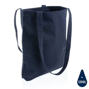 Borsa in cotone riciclato Impact Aware™ blu navy - personalizzabile con logo