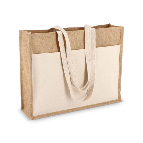 Borsa in iuta OEKO-TEX® 45 x 12 x 35 cm 320g/m² beige - personalizzabile con logo