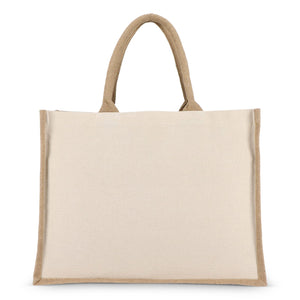 Borsa in juta-cotone OEKO-TEX® 42,5 x 19 x 32 cm 320g/m² Beige - personalizzabile con logo