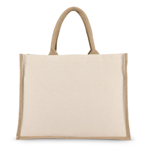 Borsa in juta-cotone OEKO-TEX® 42,5 x 19 x 32 cm 320g/m² Beige - personalizzabile con logo