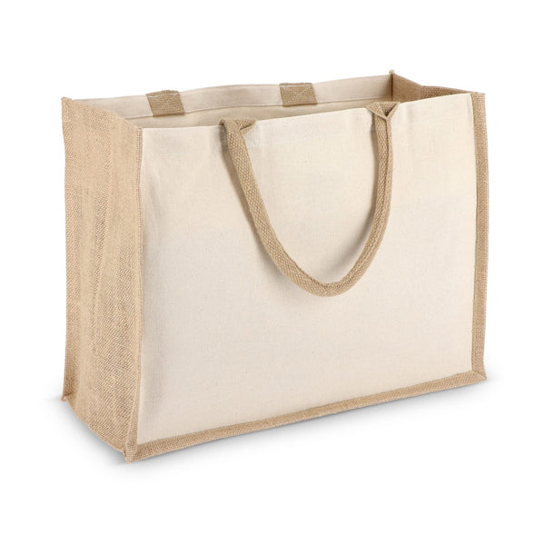 Borsa in juta-cotone OEKO-TEX® 42,5 x 19 x 32 cm 320g/m² Beige - personalizzabile con logo