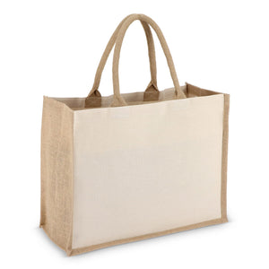 Borsa in juta-cotone OEKO-TEX® 42,5 x 19 x 32 cm 320g/m² Beige - personalizzabile con logo