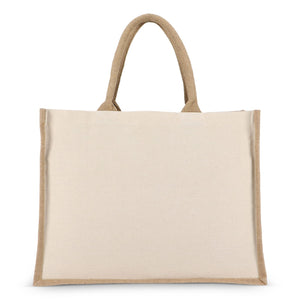 Borsa in juta-cotone OEKO-TEX® 42,5 x 19 x 32 cm 320g/m² Beige - personalizzabile con logo
