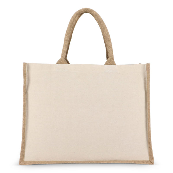 Borsa in juta-cotone OEKO-TEX® 42,5 x 19 x 32 cm 320g/m² Beige - personalizzabile con logo
