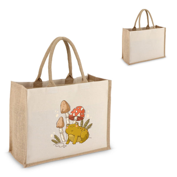 Borsa in juta-cotone OEKO-TEX® 42,5 x 19 x 32 cm 320g/m² Beige - personalizzabile con logo