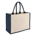 Borsa in juta-cotone OEKO-TEX® 42,5 x 19 x 32 cm 320g/m² blu navy - personalizzabile con logo