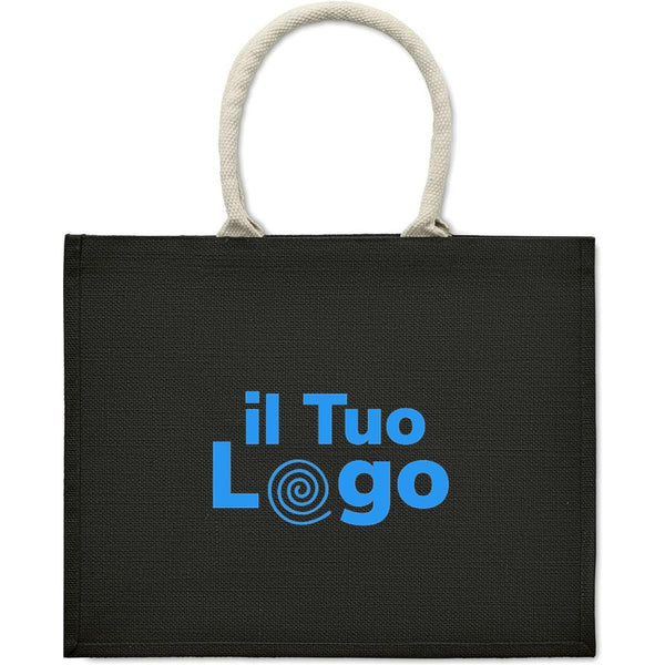 Borsa in juta. Manici in cotone - personalizzabile con logo