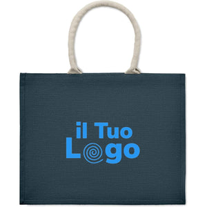 Borsa in juta. Manici in cotone - personalizzabile con logo