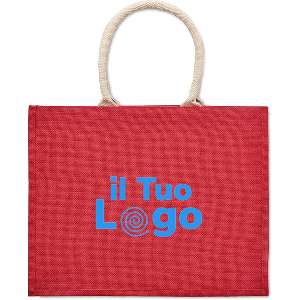 Borsa in juta. Manici in cotone - personalizzabile con logo